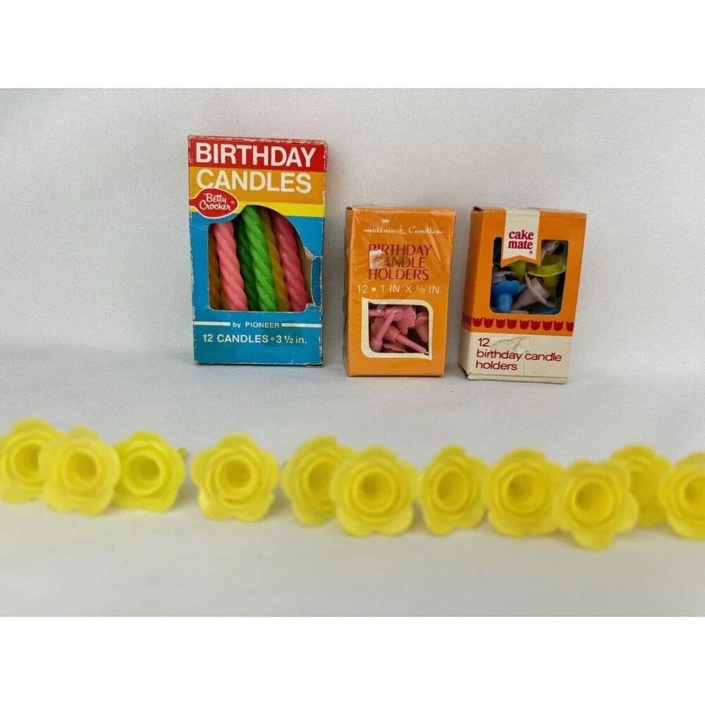 Lot Of 40 Vintage Candle Holders And Candles - Cake Mate‎ Hallmark Betty Crocker
